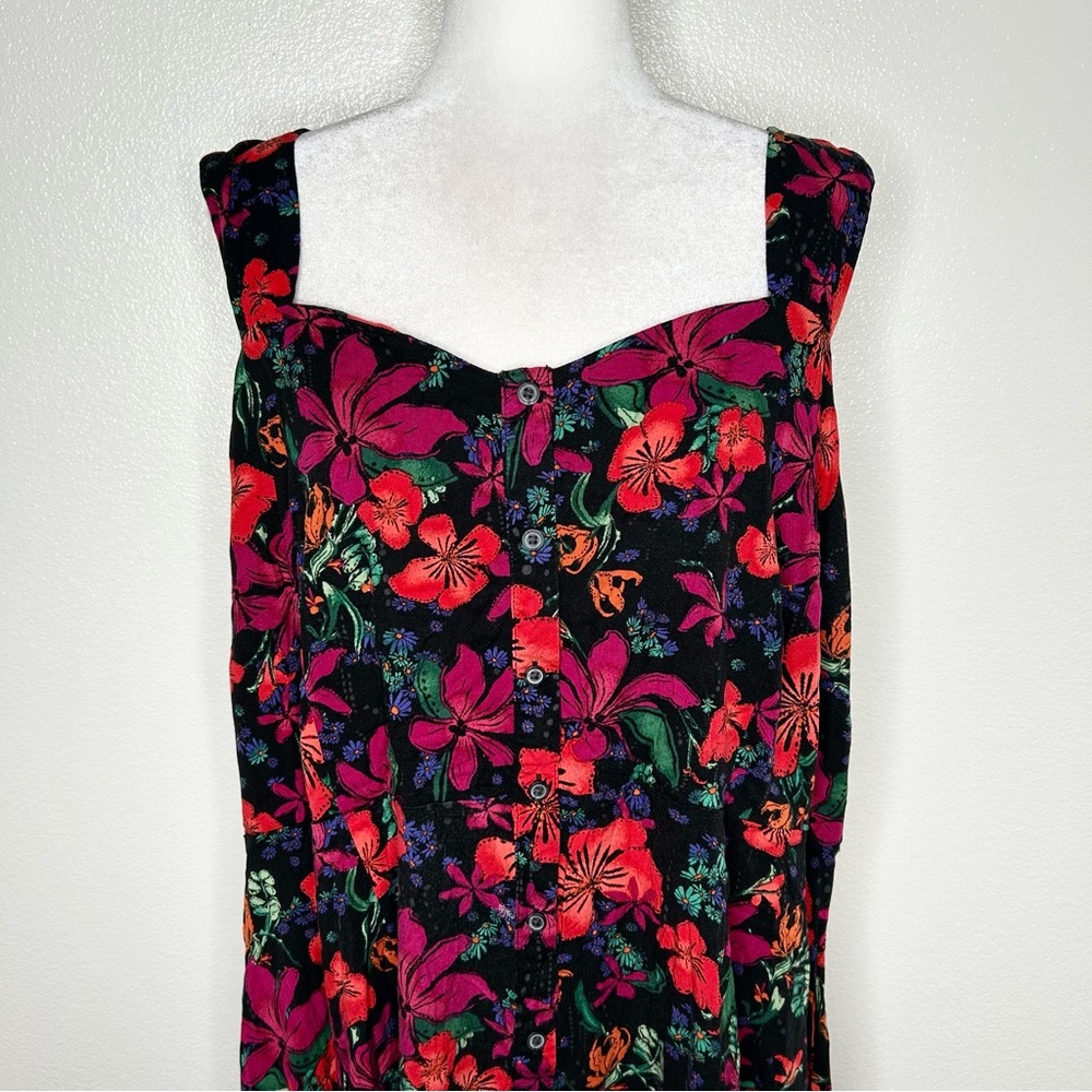 AVA & VIV Multicolor Floral Sleeveless Button Front Midi Dress Plus Size 3X - Picture 2 of 10